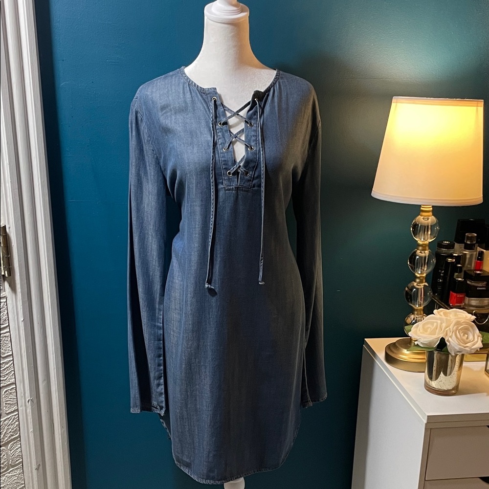 Denim Lace-Up Dress
